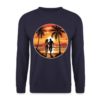 Strand Insel Meer Paar - Unisex Pullover - Navy - Vorne - Alina (178cm) & Michal (187cm)