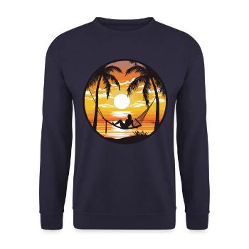 Hamac Beach Femme Mer - Sweat-shirt Unisexe - marine - Devant - Alina (178cm) & Michal (187cm)