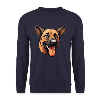 Malinois Hundegesicht - Pawsome Companion - Unisex Pullover - Navy - Vorne - Alina (178cm) & Michal (187cm)