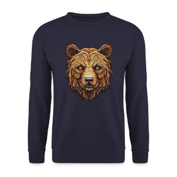 Grizzly Bear Face - Wilderness Emblem - Unisex Sweatshirt - navy - Front - Alina (178cm) & Michal (187cm)
