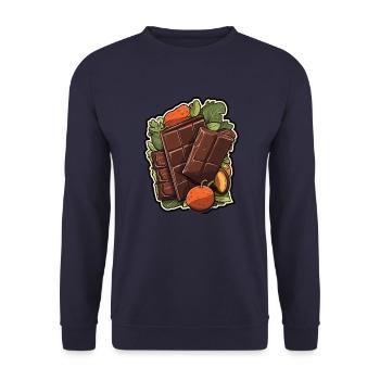 Chocolat - Indulgence minimaliste - Sweat-shirt Unisexe - marine - Devant - Alina (178cm) & Michal (187cm)