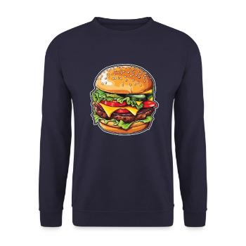 Cheeseburger Magic - Unisex Sweatshirt - navy - Front - Alina (178cm) & Michal (187cm)
