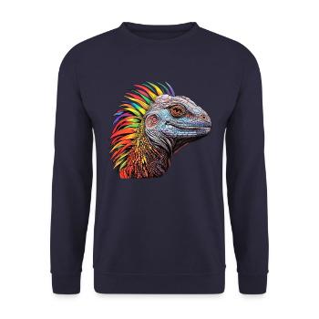 Kaleidoskopischer Reptil - Unisex Pullover - Navy - Vorne - Alina (178cm) & Michal (187cm)