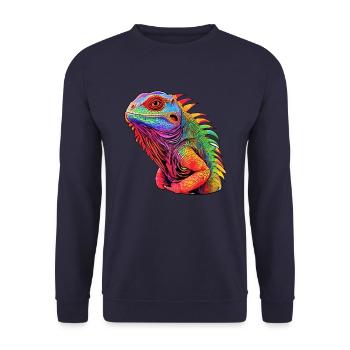 Iguana Radiation - Unisex Sweatshirt - navy - Front - Alina (178cm) & Michal (187cm)