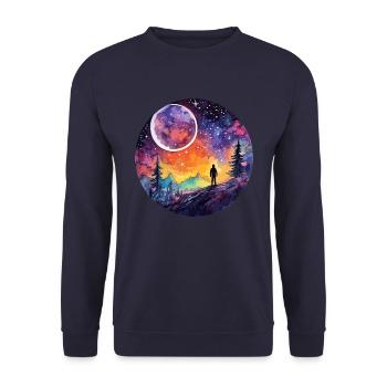 Erkundung Von Aquarellflächen - Himmlische - Unisex Pullover - Navy - Vorne - Alina (178cm) & Michal (187cm)