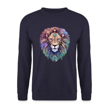 Löwe Himmlisch - Ätherische Majestät - Unisex Pullover - Navy - Vorne - Alina (178cm) & Michal (187cm)