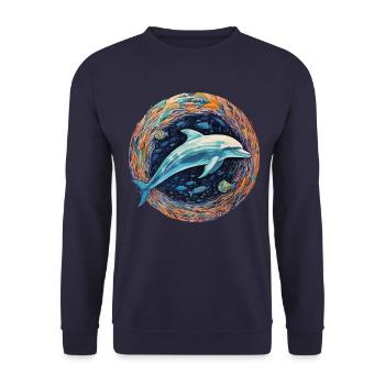 Dolphin sky depth of light - Unisex Sweatshirt - navy - Front - Alina (178cm) & Michal (187cm)
