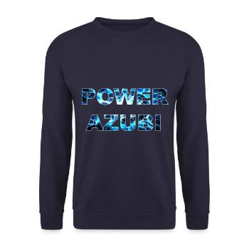 POWER AZUBI - der Auszubildende der Gas gibt Humor - Unisex Pullover - Navy - Vorne - Alina (178cm) & Michal (187cm)