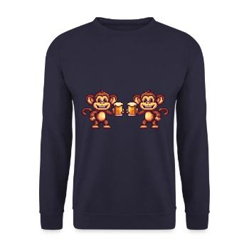 Monkey Team Beer Party - Unisex Sweatshirt - navy - Front - Alina (178cm) & Michal (187cm)
