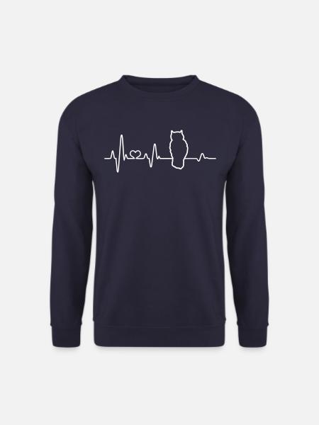 Eule Herzschlag Ich liebe Eulen Wald Kauz EKG Puls - Unisex Pullover - Navy