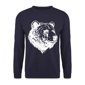 Bär Grizzly Kopf - Unisex Pullover - Navy - Vorne - Alina (178cm) & Michal (187cm)