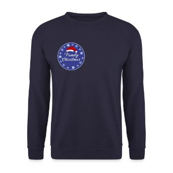 Christmas hat, snow stars, circle, Christmas - Unisex Sweatshirt - navy - Front - Alina (178cm) & Michal (187cm)