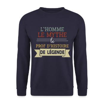 Prof - Histoire - Cadeau - Ecole - Homme - Mythe - Sweat-shirt Unisexe - marine - Devant - Alina (178cm) & Michal (187cm)