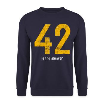 42 ist die Antwort - Unisex Pullover - Navy - Vorne - Alina (178cm) & Michal (187cm)