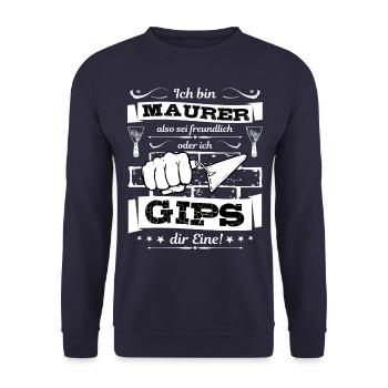 Maurer - ich Gips die Eine - Spachtel - Unisex Pullover - Navy - Vorne - Alina (178cm) & Michal (187cm)