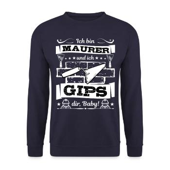 Ich bin Maurer und ich Gips dir Baby - Unisex Pullover - Navy - Vorne - Alina (178cm) & Michal (187cm)