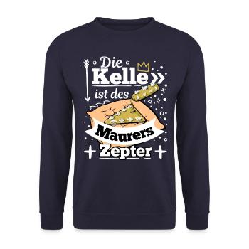 Die Kelle ist des Maurers Zepter - Unisex Pullover - Navy - Vorne - Alina (178cm) & Michal (187cm)
