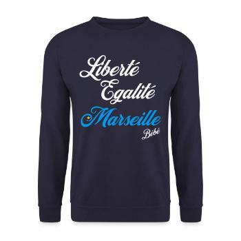 Tee-shirt Marseille Chic - Sweat-shirt Unisexe - marine - Devant - Alina (178cm) & Michal (187cm)
