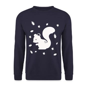 Squirrel - Chipmunk - Forest animal - Nature - Unisex Sweatshirt - navy - Front - Alina (178cm) & Michal (187cm)