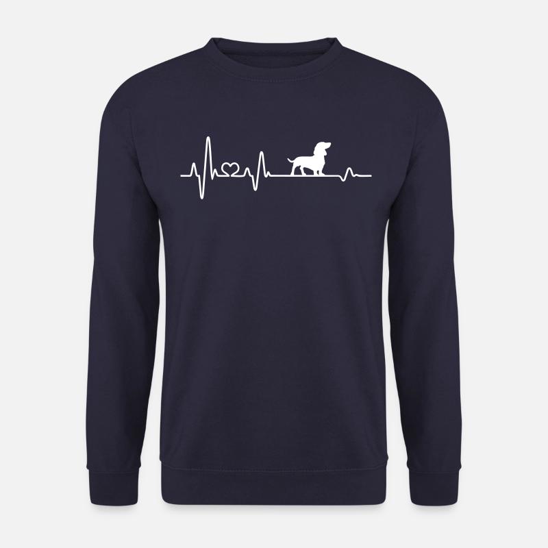 Dackel Hund Hundehalter lustig Herzschlag EGK - Unisex Pullover - Navy