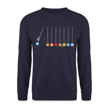 astronaute swing planètes système solaire science spatiale - Sweat-shirt Unisexe - marine - Devant - Alina (178cm) & Michal (187cm)