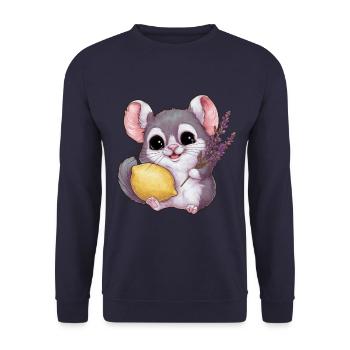 Kawaii Chinchilla with Lemon and Lavender - Unisex Sweatshirt - navy - Front - Alina (178cm) & Michal (187cm)