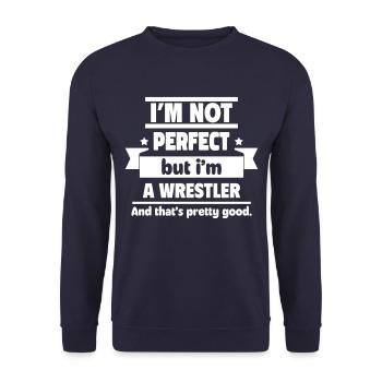 Nicht perfekt, aber ein Ringer - Unisex Pullover - Navy - Vorne - Alina (178cm) & Michal (187cm)