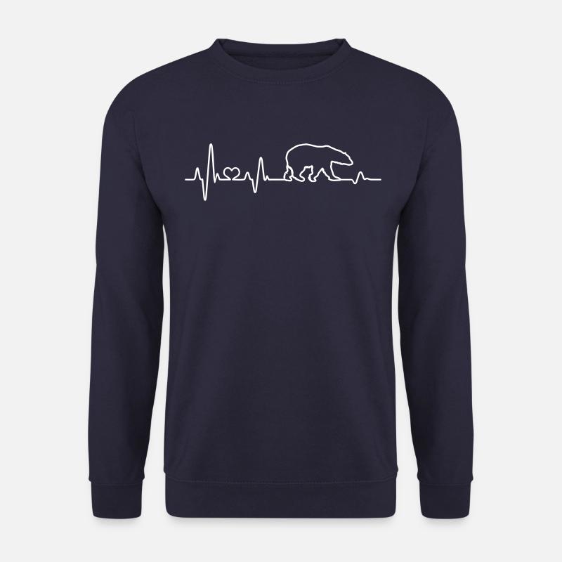 Eisbär Herzschlag Bär EKG Nordpol Puls Klimawandel - Unisex Pullover - Navy