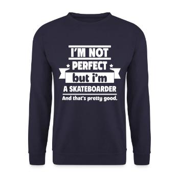 Nicht perfekt, aber Skateboarder: reicht aus - Unisex Pullover - Navy - Vorne - Alina (178cm) & Michal (187cm)