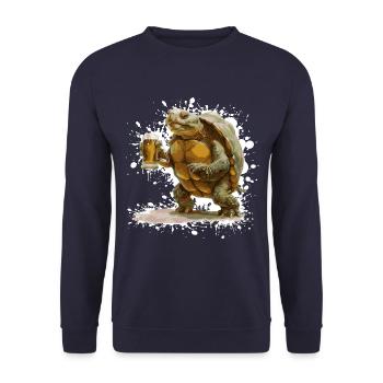 Turtle Beer Funny - Unisex Sweatshirt - navy - Front - Alina (178cm) & Michal (187cm)