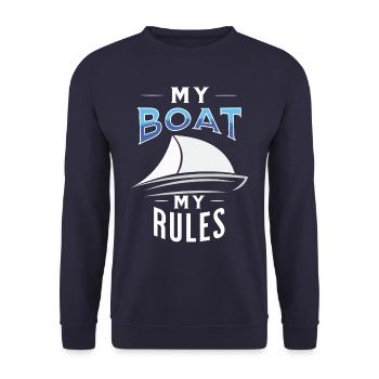 my boat my rules shirt for sailors and skippers - Unisex Sweatshirt - navy - Front - Alina (178cm) & Michal (187cm)