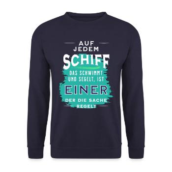Segeln Segelboot Segler Boot Skipper Geschenk - Unisex Pullover - Navy - Vorne - Alina (178cm) & Michal (187cm)