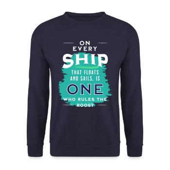 Captain Segelboot Yacht für Segler Skipper Boot - Unisex Pullover - Navy - Vorne - Alina (178cm) & Michal (187cm)