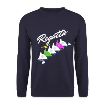 Regatta Captain Segelboot Yacht für Segler Skipper - Unisex Pullover - Navy - Vorne - Alina (178cm) & Michal (187cm)