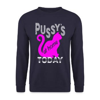 Miezekatze ist heute zuhause katzentag Schlafshirt - Unisex Pullover - Navy - Vorne - Alina (178cm) & Michal (187cm)