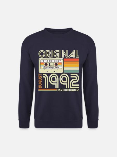 August 1992 Vintage Retro Jahrgang Geburtstag - Unisex Pullover - Navy