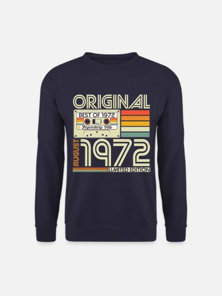 August 1972 Vintage Retro Jahrgang Geburtstag - Unisex Pullover - Navy