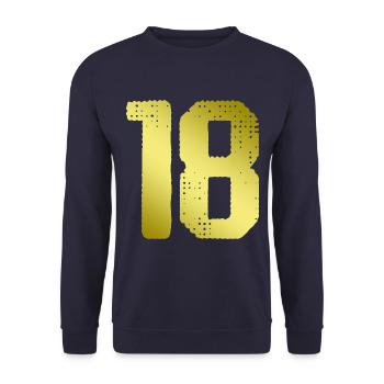 18 Zahl Trikot - Unisex Pullover - Navy - Vorne - Alina (178cm) & Michal (187cm)