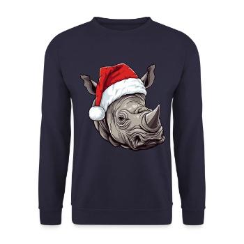 Rhinoceros Head Christmas Christmas - Unisex Sweatshirt - navy - Front - Alina (178cm) & Michal (187cm)