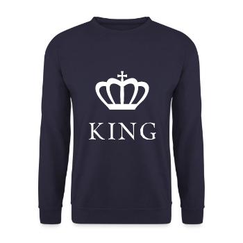 King - Unisex Sweatshirt - navy - Front - Alina (178cm) & Michal (187cm)
