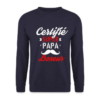 Certifié Super papa Boxeur - Sweat-shirt Unisexe - marine - Devant - Alina (178cm) & Michal (187cm)