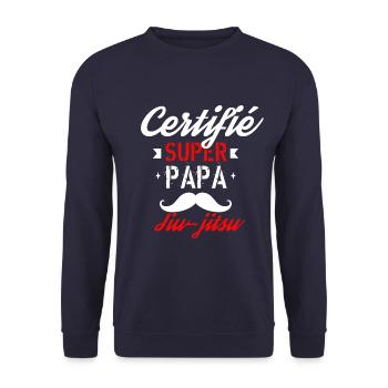 Certifié Super Papa jiu jitsu - Sweat-shirt Unisexe - marine - Devant - Alina (178cm) & Michal (187cm)