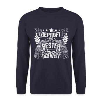 Schwager Bester Schwager der Welt Geschenk - Unisex Pullover - Navy - Vorne - Alina (178cm) & Michal (187cm)