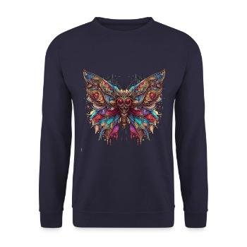 Gloomy butterfly with skull - Unisex Sweatshirt - navy - Front - Alina (178cm) & Michal (187cm)