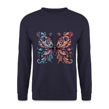 Papillon effrayant avec crâne - Sweat-shirt Unisexe - marine - Devant - Alina (178cm) & Michal (187cm)