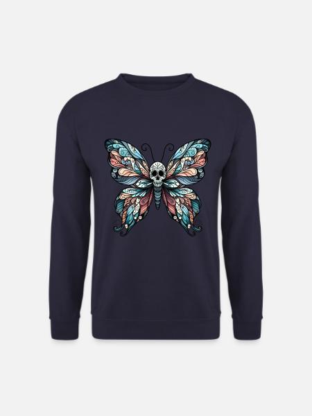Gloomy butterfly with skull - Unisex Sweatshirt - navy