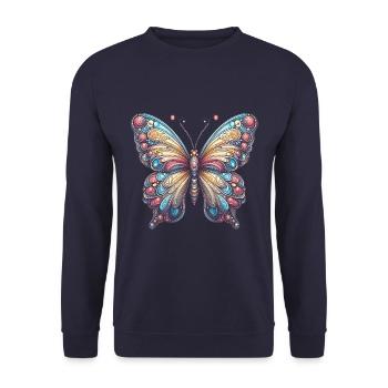 Papillon effrayant avec crâne - Sweat-shirt Unisexe - marine - Devant - Alina (178cm) & Michal (187cm)