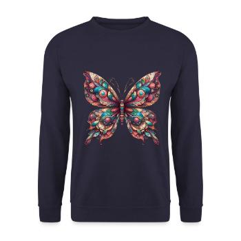Papillon effrayant avec crâne - Sweat-shirt Unisexe - marine - Devant - Alina (178cm) & Michal (187cm)