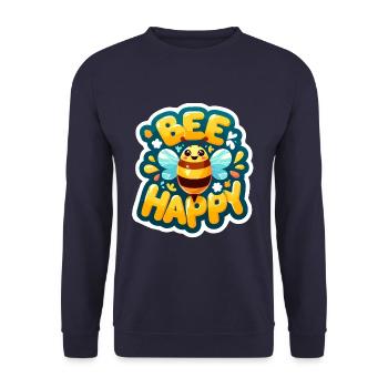 Bee Happy glückliche Biene - Unisex Sweatshirt - navy - Front - Alina (178cm) & Michal (187cm)
