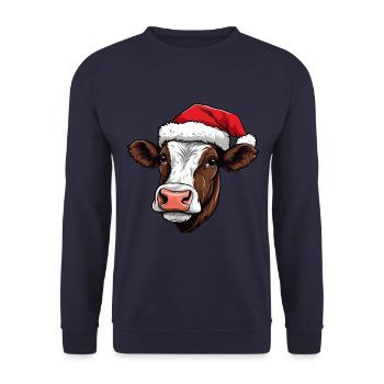 Tête d’animal de Noël de vache - Sweat-shirt Unisexe - marine - Devant - Alina (178cm) & Michal (187cm)